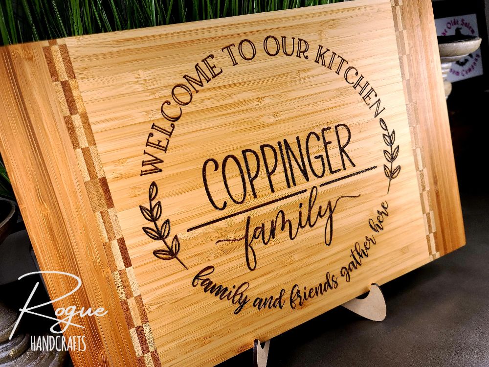 Welcome to our kitchen personalized engraved cutting board